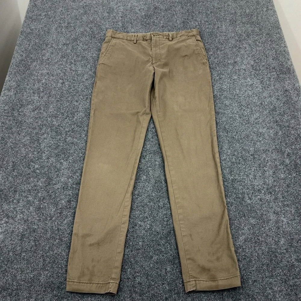 Banana Republic Chino Pants Mens 33x34 Brown Cotton‎ Spandex Slim Stretch Casual